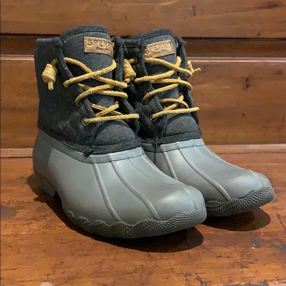 Girls Grey Sperry Top-Sider Duck Boots